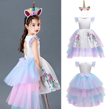 Unicorn Šaty Detí, Karneval, Kostým Dúhová Oka Narodeninovej Party Šaty Pre Dievča Vianočné Princezná Šaty 3-10Y Deti Oblečenie