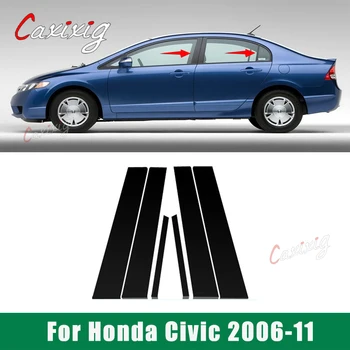 Carbon Fiber Štýl Auto Dvere Na Honda Civic 2006-11 Zrkadlový efekt Okno Piliera Príspevky Kryt Výbava pre Honda Civic 2006-11 Nové