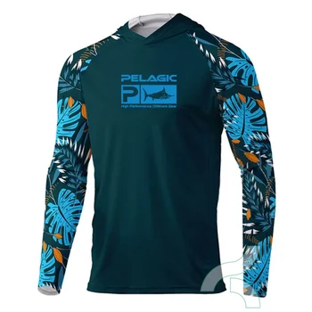 Pelagických Rybárske Tričko s Kapucňou Mužov Dlhý Rukáv Priedušná Rybárske Oblečenie Ochrana proti Slnku Rýchle Suché Rybárske T-shirt Camisa De Pesca