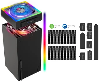 RGB Chladiaci Ventilátor pre Xbox Série X s Gumovou Prachu Zástrčky 3Speed Nastaviteľné Top Farebné LED Chladič Pre Xbox Série X Príslušenstvo