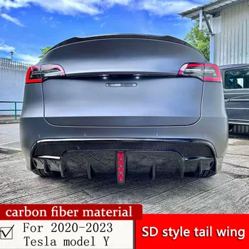 Pre Tesla model Y SD štýl chvost krídlo suché uhlíkových vlákien materiálu 2021 2022 2023 dovybavenie kované keper strechy a boot spojler