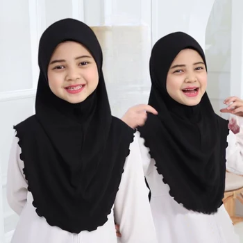 H120a veľké dievčatá obyčajný hidžáb klobúky moslimská šatka islamskej šatky klobúk amira vytiahnuť na headwrap krásnych 10 rokov dievča, šátek