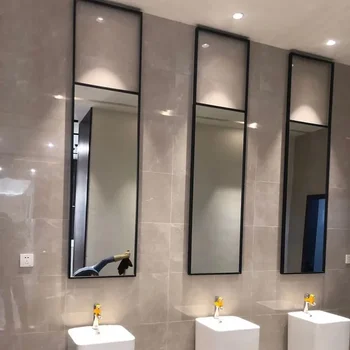 Stropné Závesné Kúpeľňa Obdĺžnikové Zrkadlo Kovové Dekoratívne Zrkadlo Čierny Rám Espelho Para Banheiro Sprcha Zrkadlo