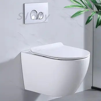 Wc Biela 2-dielna Moderná Wc Misa Wc Sada Veko Silný Vypláchnite Systém Tiché Pre Suteréne Kúpeľňa WC Úsporu Vody
