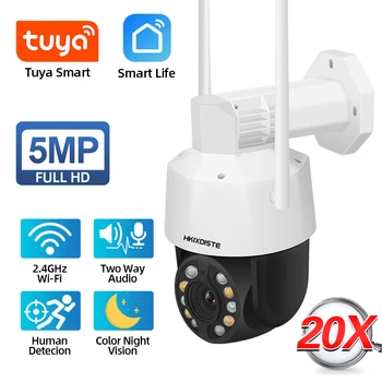 5MP Tuya 20X Optickým PTZ Zoom Bezpečnostná Kamera Vonkajšia Farebná Nočné Videnie WiFi Video Kamery Ľudských Detekcie