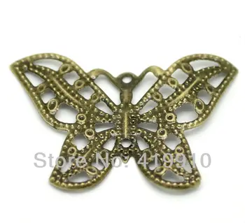 Doprava zadarmo-100ks Antické Bronzové Filigránske Motýľ Konektory Zdobením Darčekové Dekorácie DIY Zistenia 31x22mm J0012