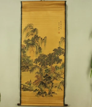 Starožitný maľovanie tradičný Čínsky Yuan Jiang rybárske maľovanie prejdite maľovanie,starého papiera, maľovanie